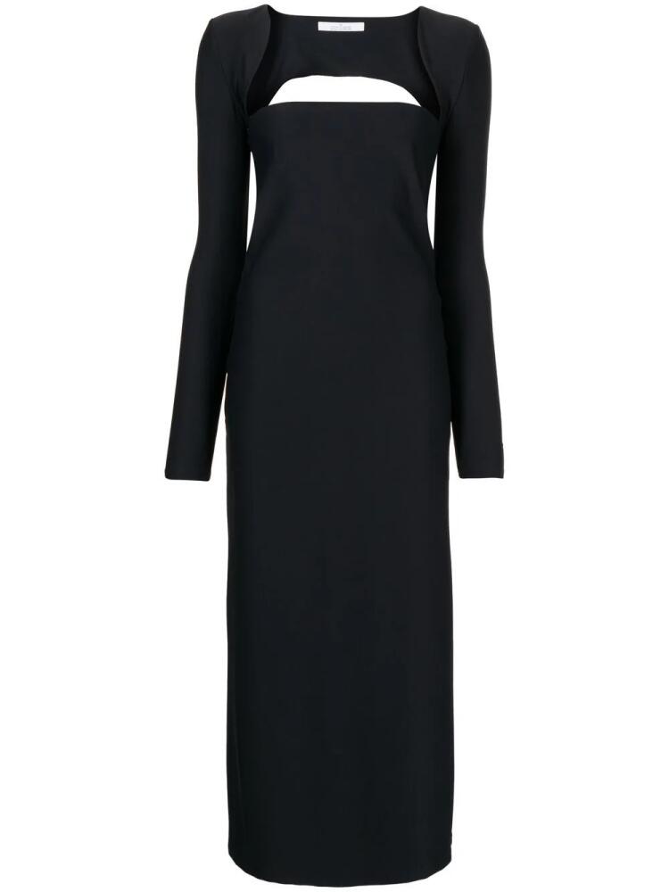 Rokh square-neck long-sleeve midi dress - Black Cover