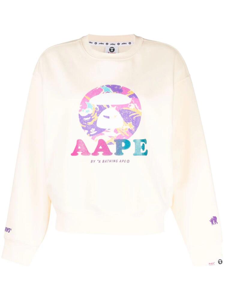 AAPE BY *A BATHING APE® logo-print crew-neck sweatshirt - White Cover