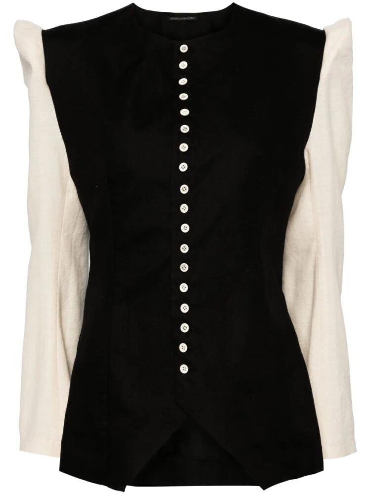 Yohji Yamamoto collarless panelled blazer - Black Cover