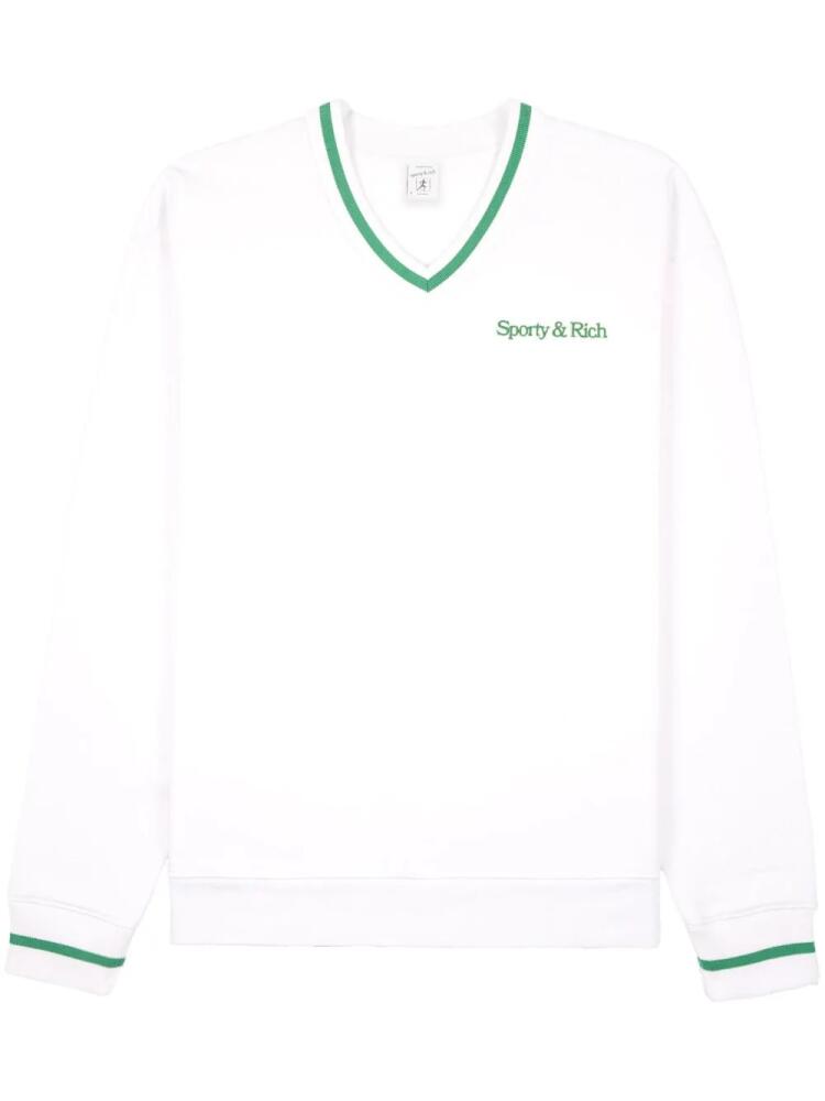 Sporty & Rich logo-embroidered cotton sweartshirt - White Cover