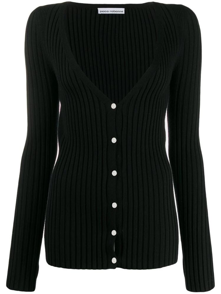 Rabanne deep V-neck cardigan - Black Cover