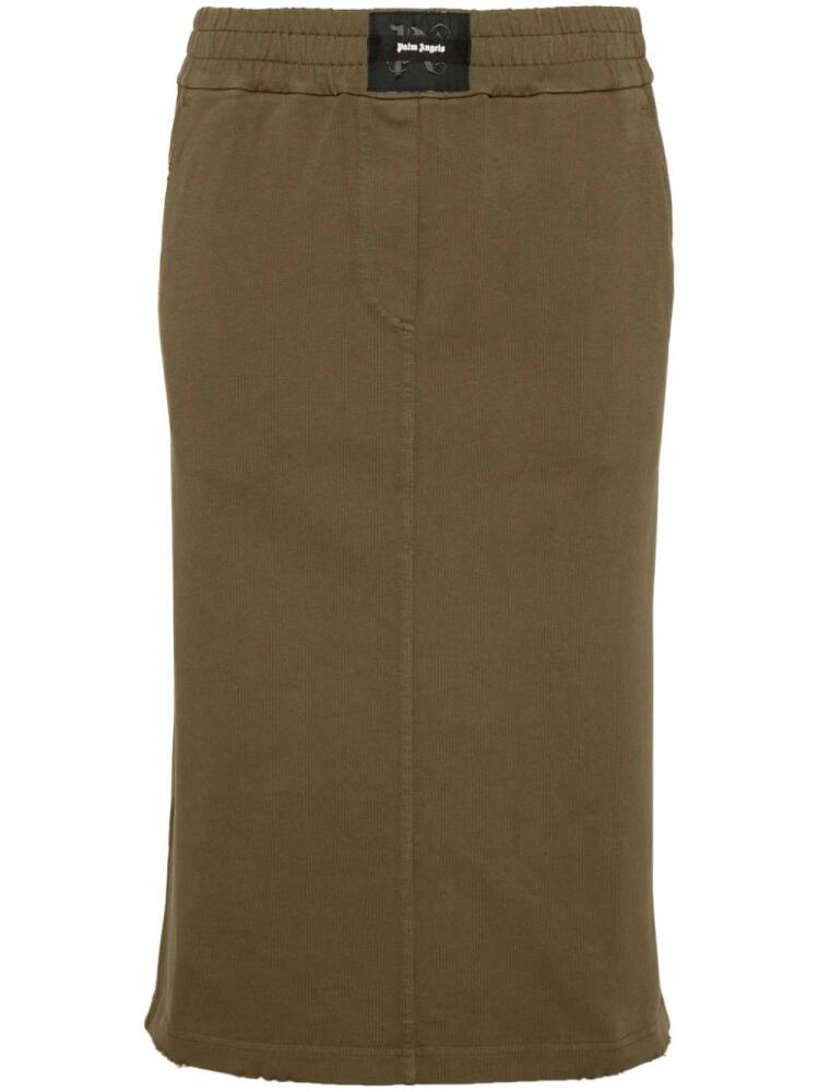 Palm Angels logo-patch jersey midi skirt - Green Cover