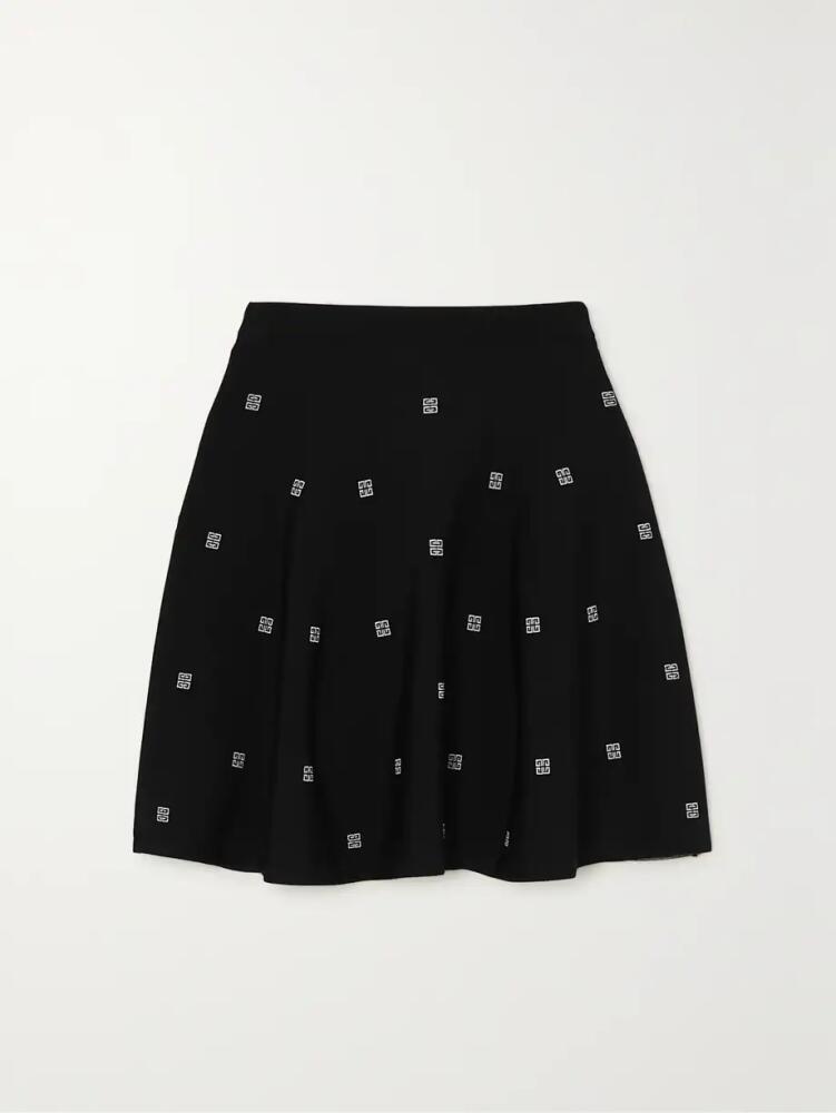 Givenchy - 4g Embroidered Stretch-knit Mini Skirt - Black Cover