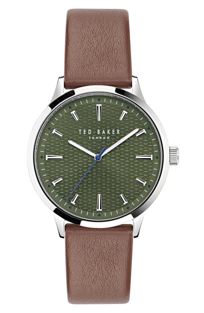 Ted Baker London Leather Strap Watch, 20mm in Brown/green Cover