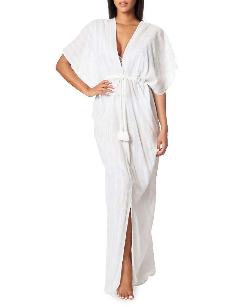 La Moda Clothing Women's Striped Maxi Cover Up Dress - White Cover