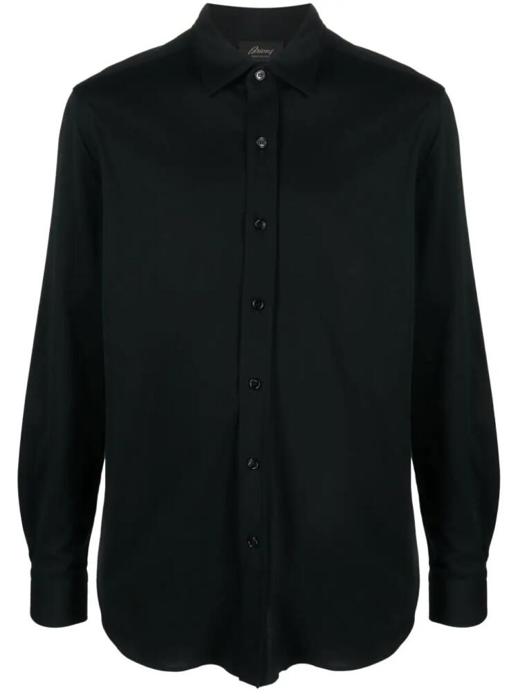 Brioni spread-collar cotton shirt - Black Cover