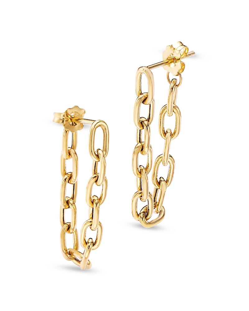 Zoe Chicco 14K Yellow Gold Heavy Metal Square Oval Link Chain Hoop Earrings Cover