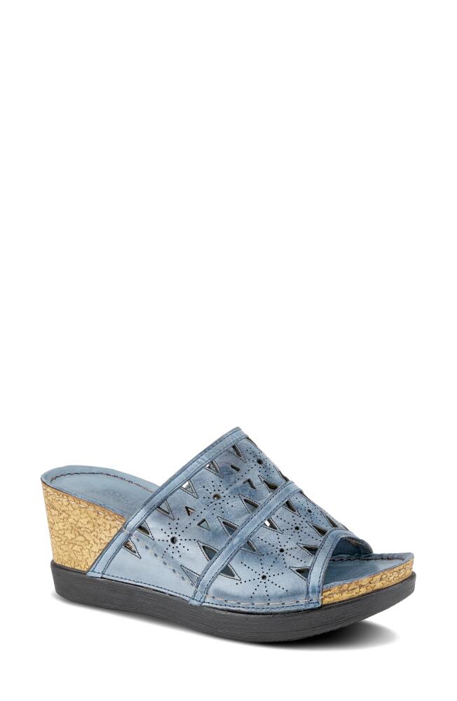 Spring Step Fusa Wedge Slide Sandal in Blue Cover