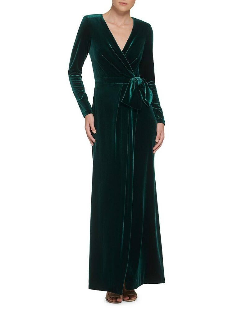 Eliza J Women's Wrap Velvet Gown - Hunter Green Cover