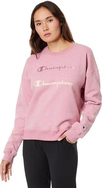 Champion Powerblend Relaxed Crew (Terracotta Pink Pe Heather) Women's Clothing Cover