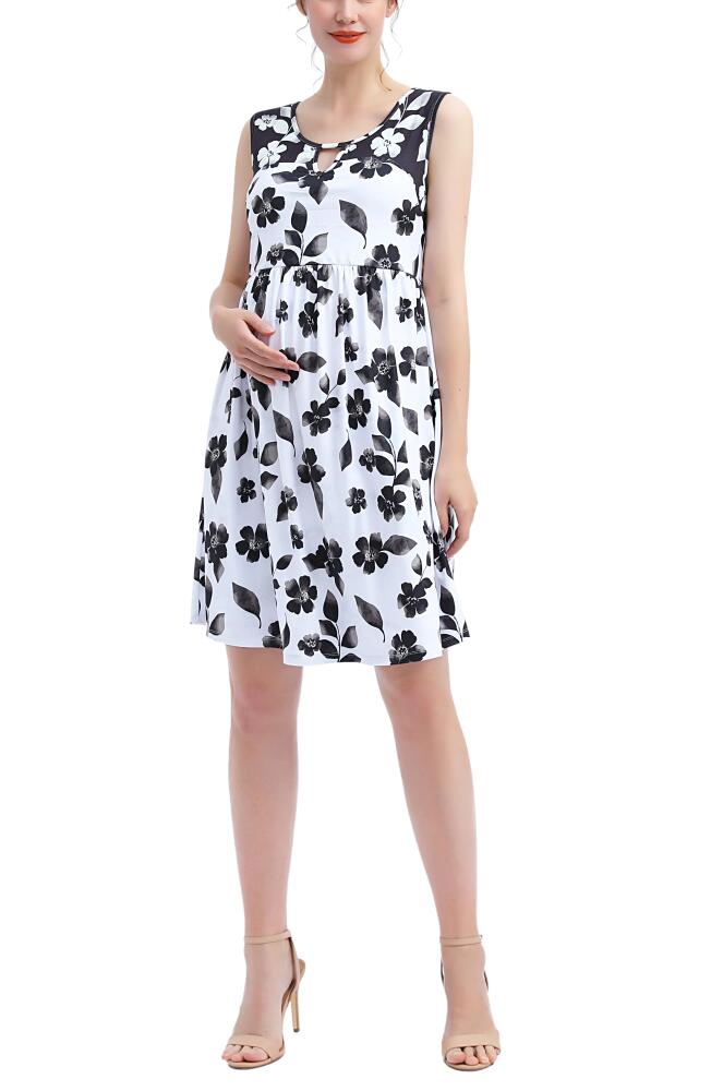 Kimi and Kai Eliana Floral Print Skater Maternity Dress in Black/White Cover