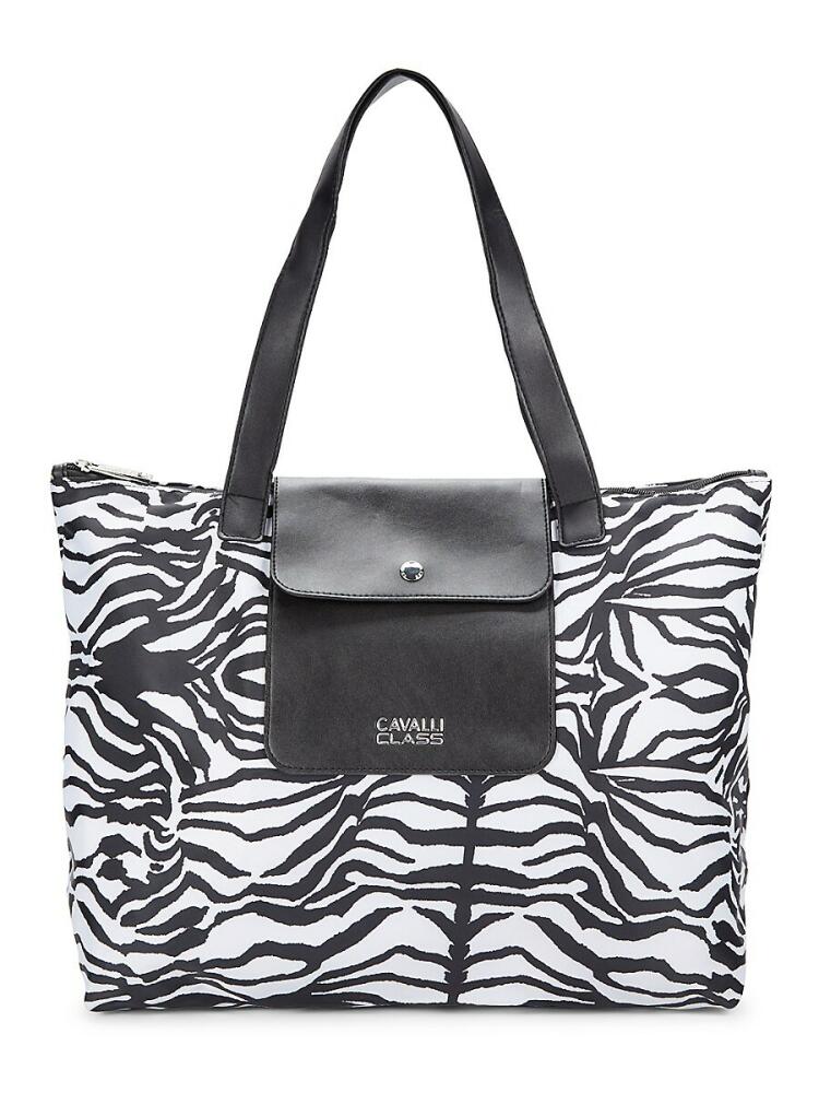 Cavalli Class by Roberto Cavalli Women's Large Zebra Print Tote - Zebra Cover