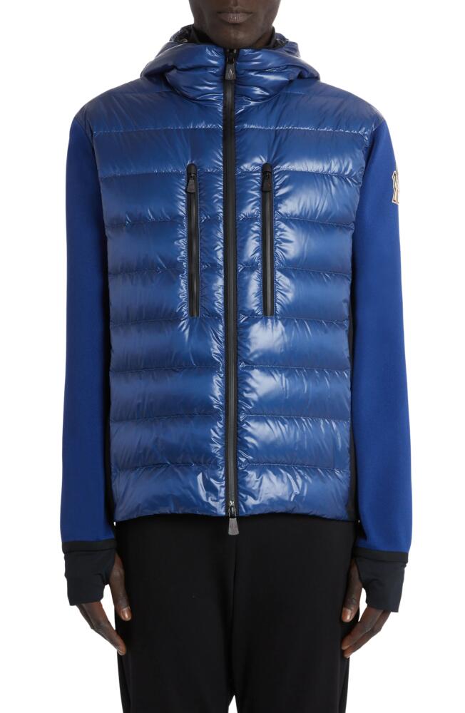 Moncler Grenoble Quilted Hooded Down & Jersey Cardigan in Blue Cover