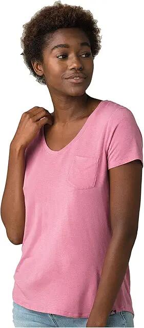 Prana Foundation Short Sleeve V-Neck (Cassis Heather) Women's Clothing Cover