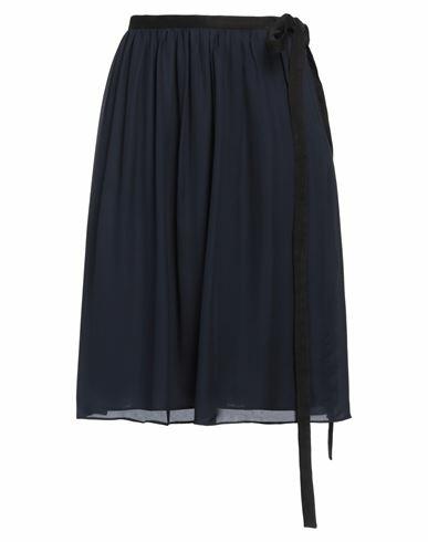 Trussardi Woman Maxi skirt Navy blue Silk, Cotton, Elastane Cover