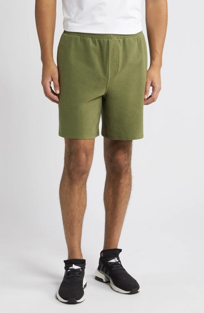 Beyond Yoga Take It Easy Sweat Shorts in Moss Green Heather Cover