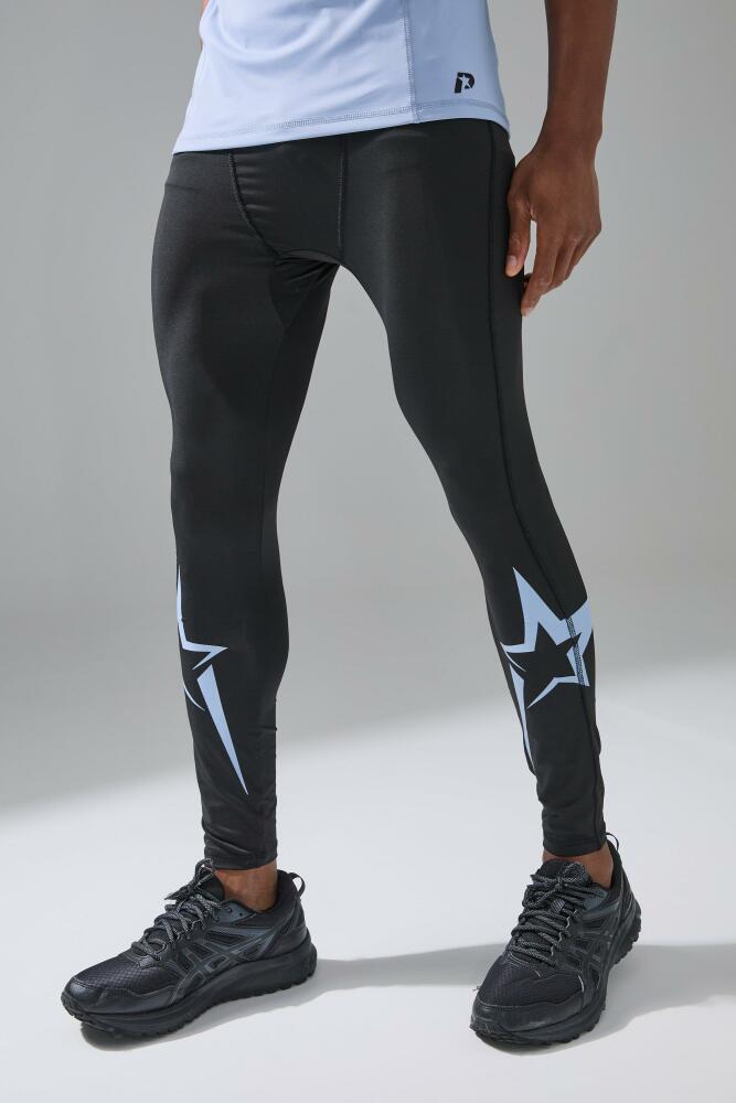 boohoo Mens P-Star Base Layer Leggings With Star Print - Black Cover