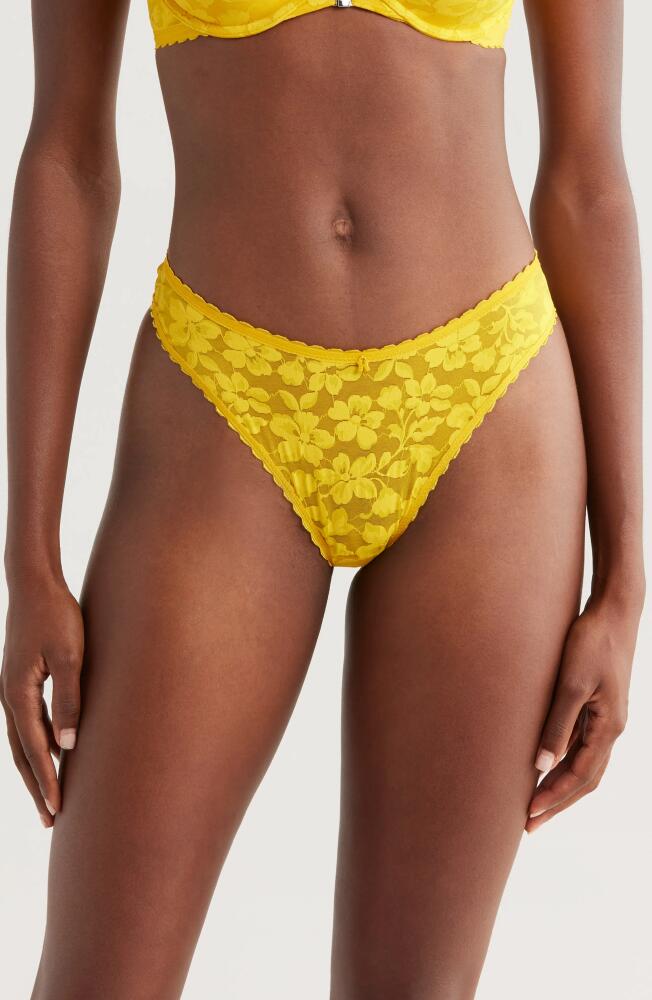 SAVAGE X FENTY Lavish Lace Lace Brazilian Panties in Topaz Yellow Cover