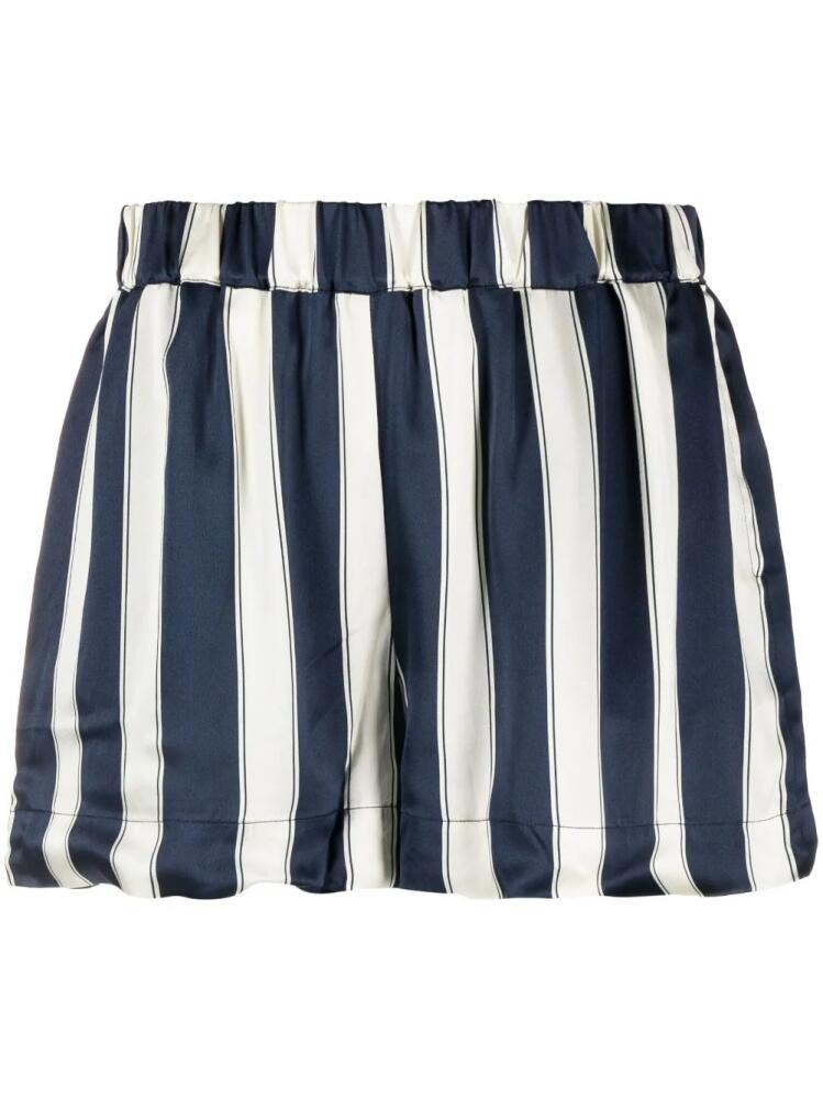 Asceno London striped silk shorts - Blue Cover