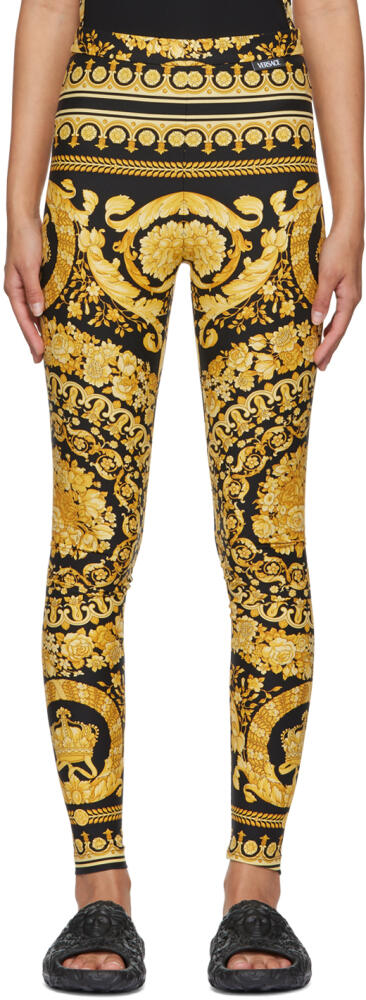 Versace Black & Gold Barocco Leggings Cover