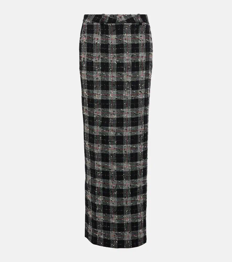 Alessandra Rich Checked lurex wool maxi skirt Cover