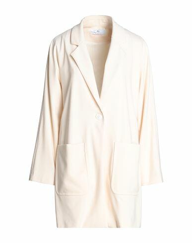 Anna Seravalli Woman Overcoat & Trench Coat Ivory Viscose, Polyamide, Elastane Cover