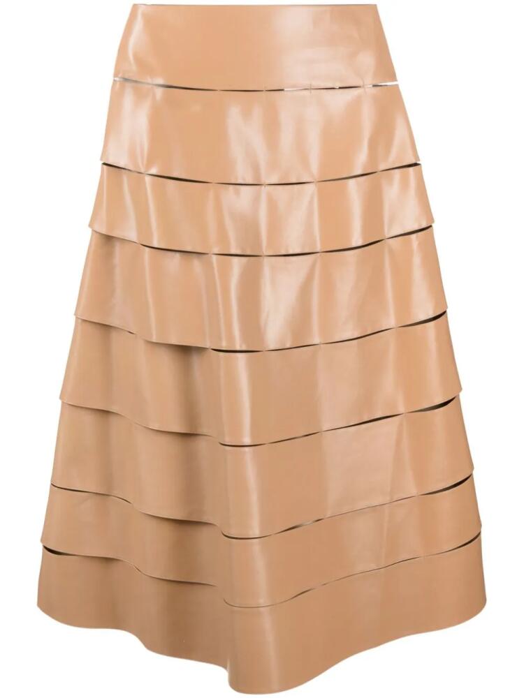 A.W.A.K.E. Mode multi-strap faux-leather A-line skirt - Neutrals Cover