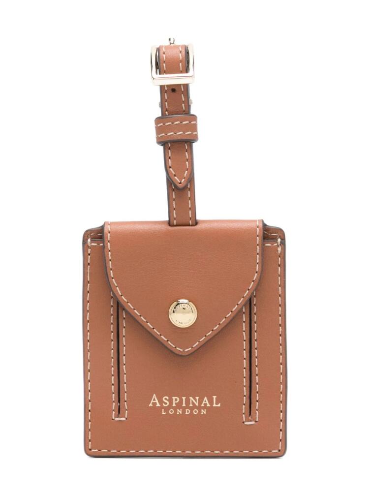 Aspinal Of London leather luggage tag - Brown Cover