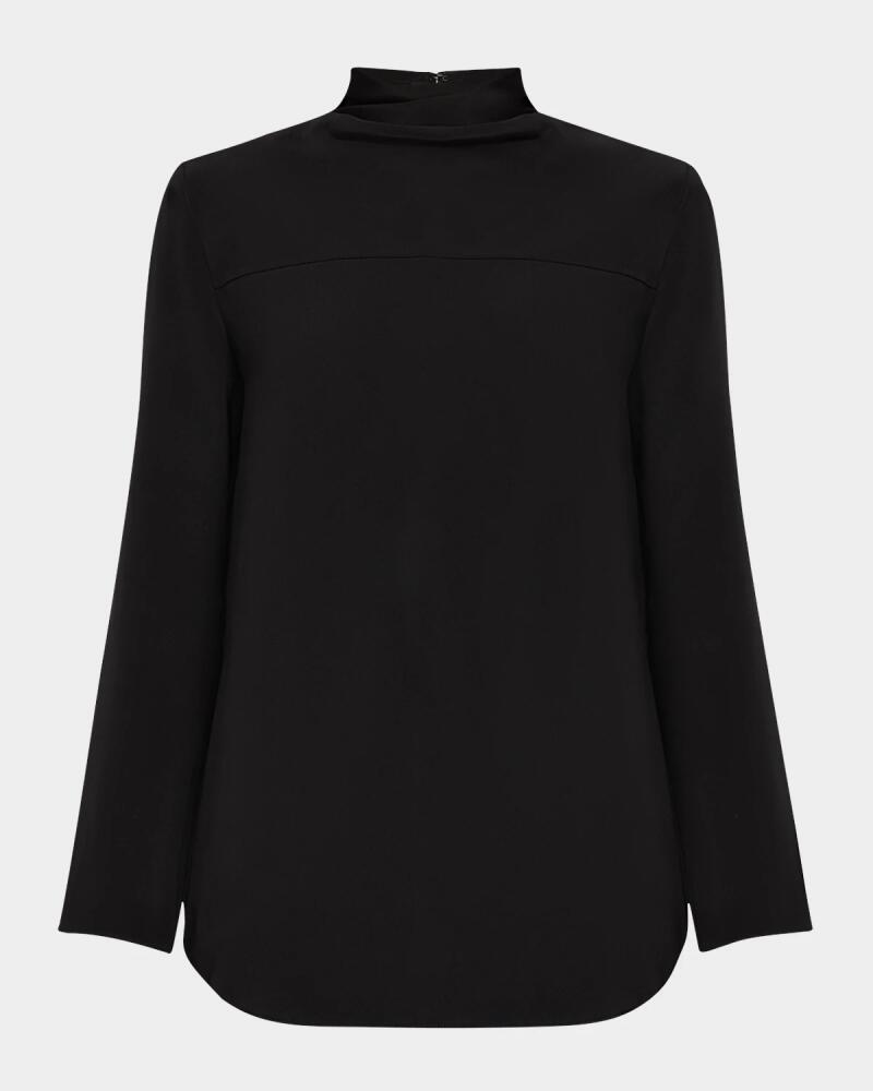 Brandon Maxwell Luna High Cowl-Neck Silk Blouse Cover