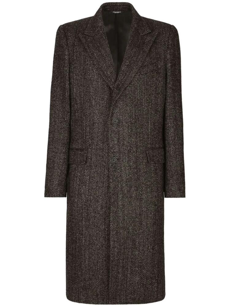 Dolce & Gabbana single-breasted herringbone coat - Brown Cover