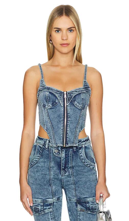 RTA Jazzi Denim Top in Denim-Light Cover