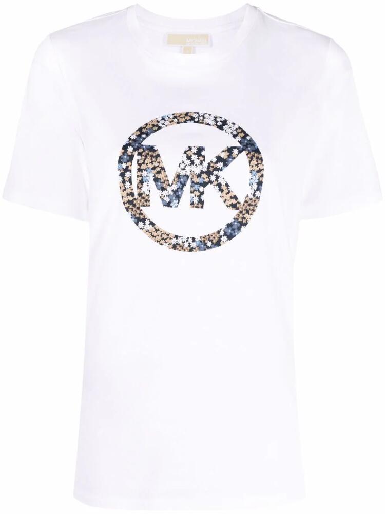 Michael Michael Kors floral logo-print crew-neck T-shirt - White Cover