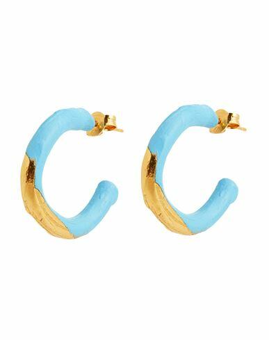 Alighieri X Yoox The Mark Of Friendship Hoop Earrings Woman Earrings Sky blue Bronze, 999/1000 gold plated Cover