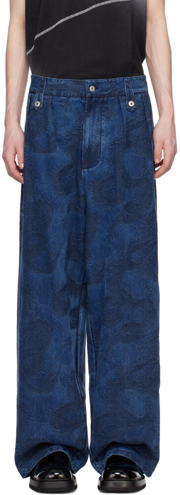 Feng Chen Wang Blue Dragon Denim Trousers Cover