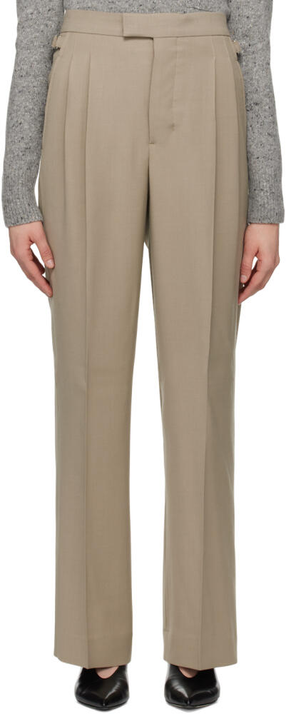 AMI Paris Taupe Pleated Trousers Cover