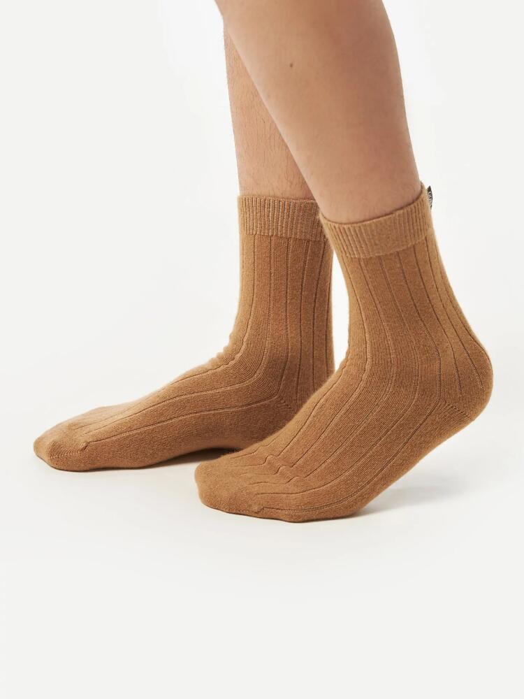 Gobi Cashmere Trim Knit Bed Socks in Almond Cover