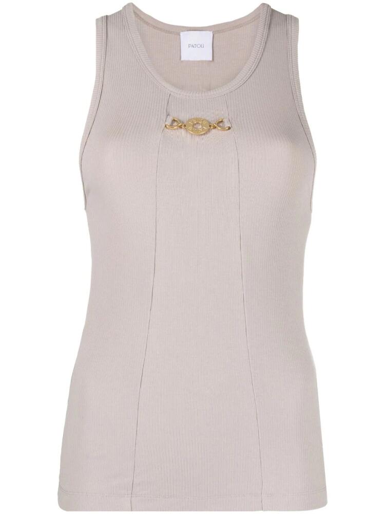 Patou logo-charm cotton tank top - Grey Cover