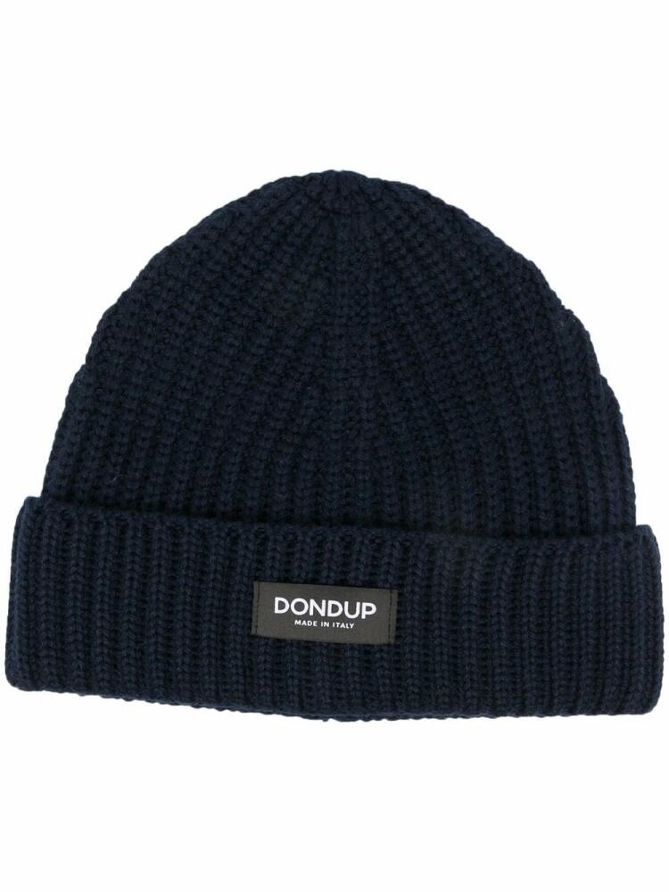 DONDUP logo-patch ribbed-knit beanie - Blue Cover