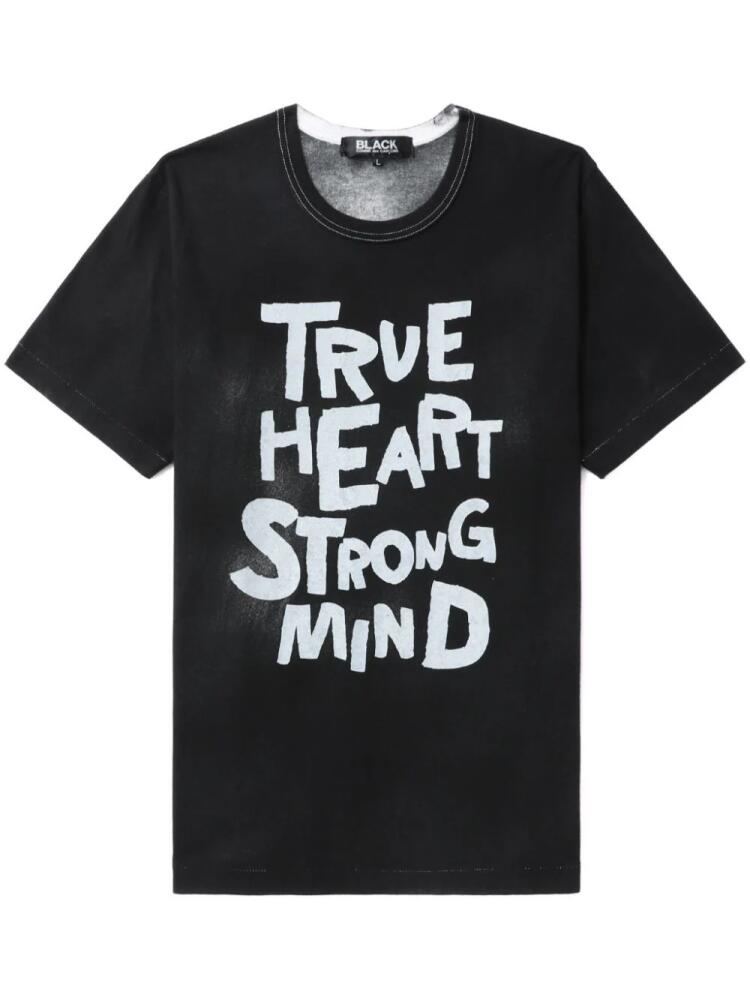 Black Comme Des Garçons slogan-print cotton T-shirt Cover