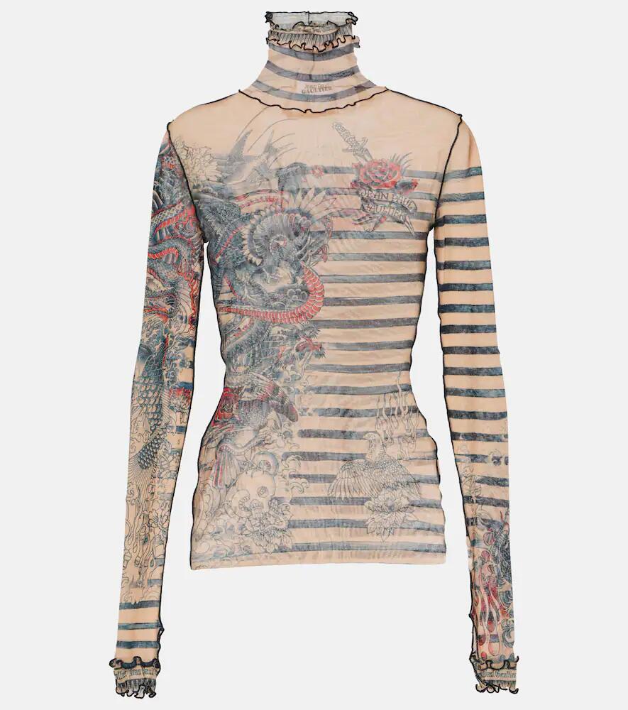 Jean Paul Gaultier Tattoo Collection tulle turtleneck top Cover