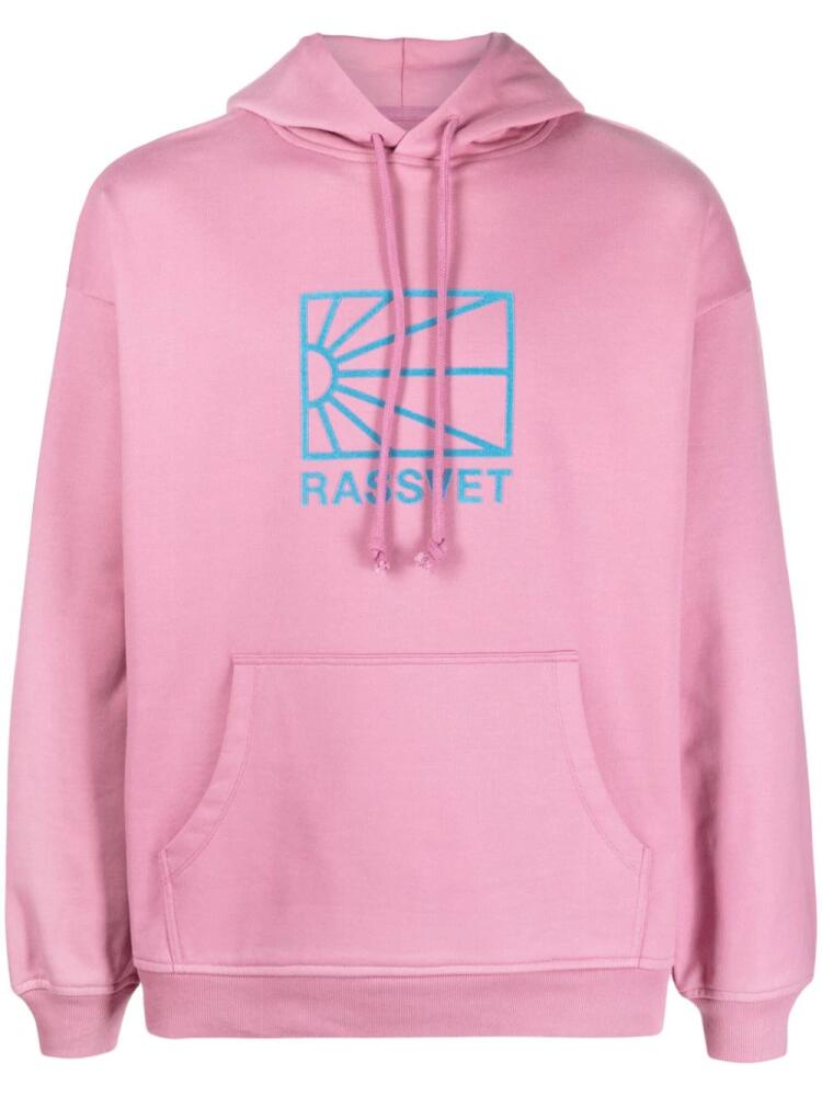 RASSVET flocked-logo cotton hoodie - Pink Cover