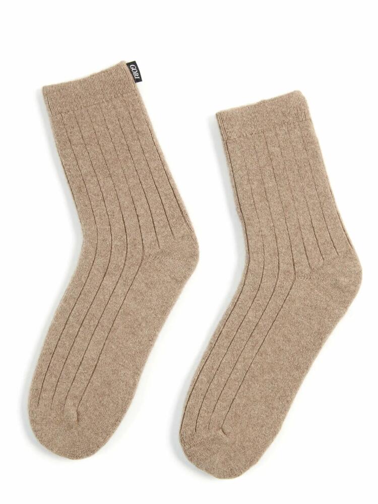 Gobi Cashmere Trim Knit Bed Socks in Taupe Cover