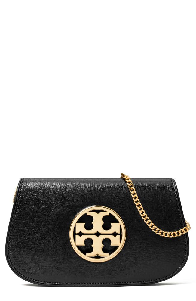 Tory Burch Reva Leather Clutch in Black Cover