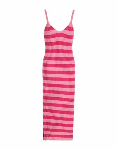 8 By Yoox Organic Cotton Striped Knit Midi Dress Woman Midi dress Pink Organic cotton Cover