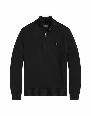 Polo Ralph Lauren Cotton Quarter-zip Sweater Man Turtleneck Black Cotton Cover