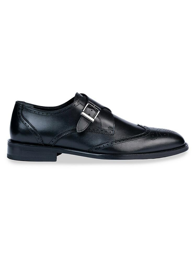 Vellapais Men's Dumbo Leather Monk Strap Loafers - Black Cover