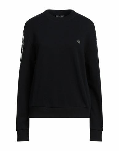 Philipp Plein Woman Sweatshirt Black Cotton, Polyester, Stone Cover