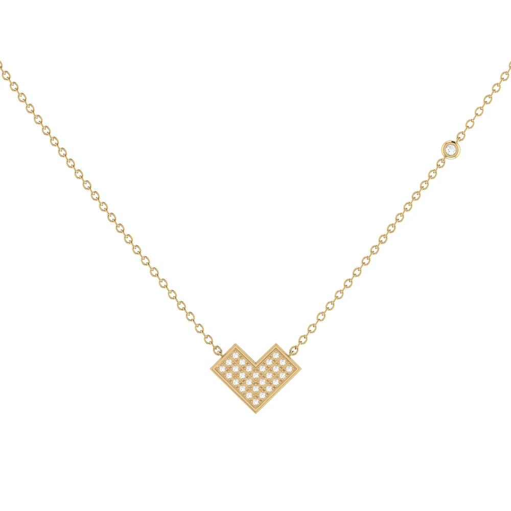 LuvMyJewelry One way Arrow Sterling Silver Diamond Necklace in 14Kt Gold Vermeil On Sterling Cover