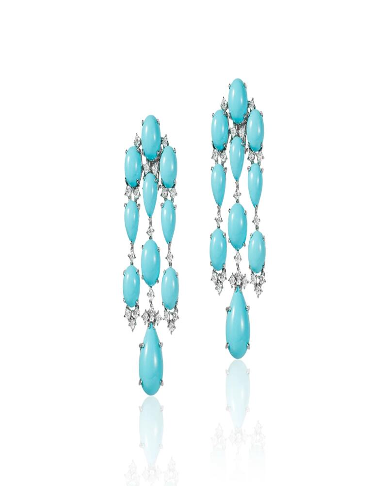 Andreoli 18K White Gold Turquoise and Diamond Dangle Earrings Cover