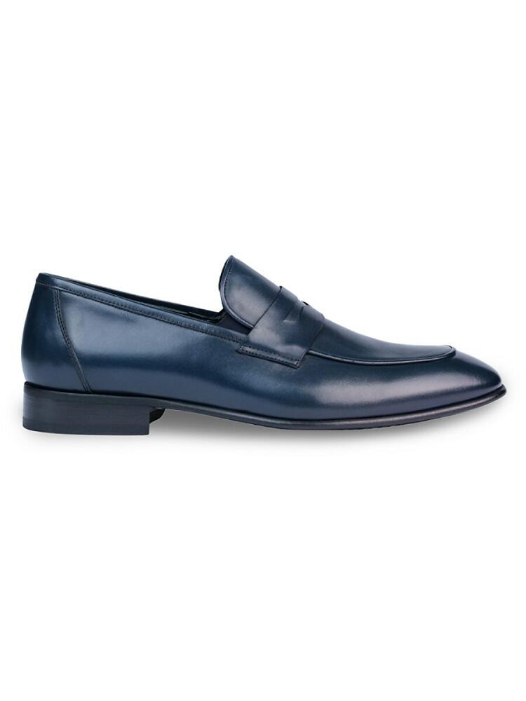 Vellapais Men's Lapitos Leather Penny Loafers - Navy Blue Cover